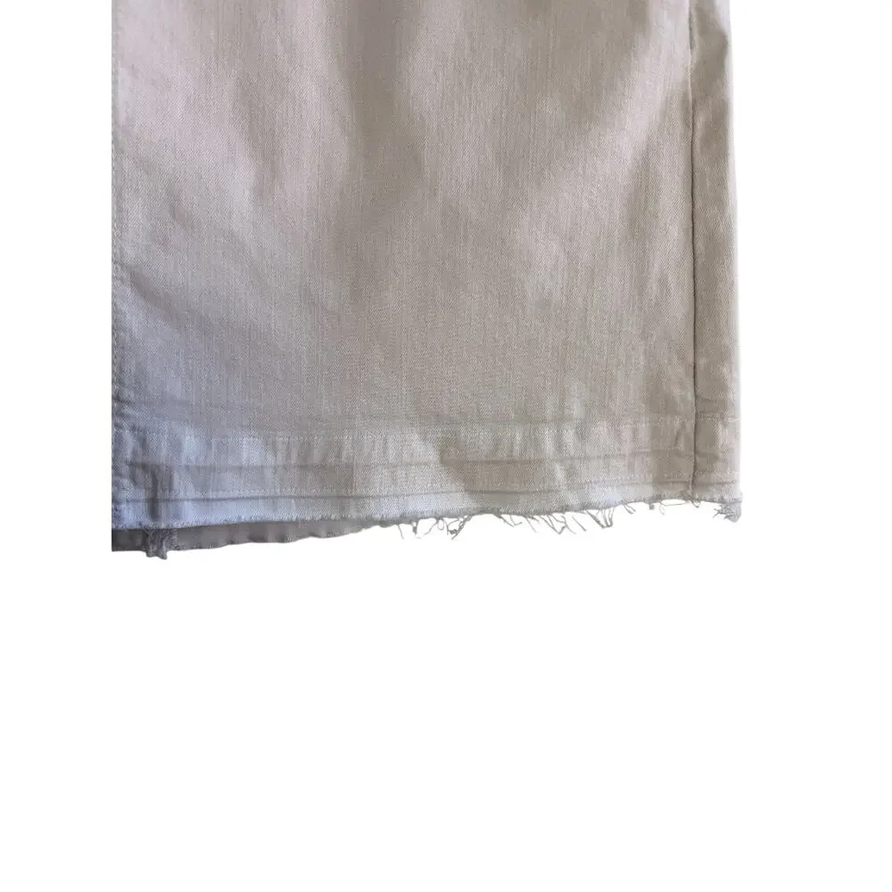 Just Black Denim A-Line Mini Skirt NWT Oat Beige Neutral Large Raw Released Hem